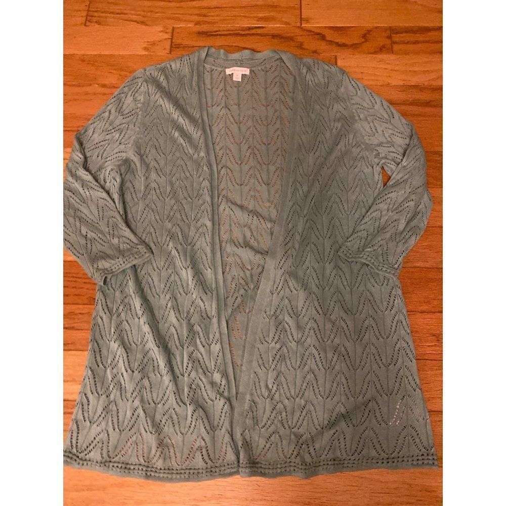 Charter Club, women's light green, 3/4 sleeve, long open cardigan size XL